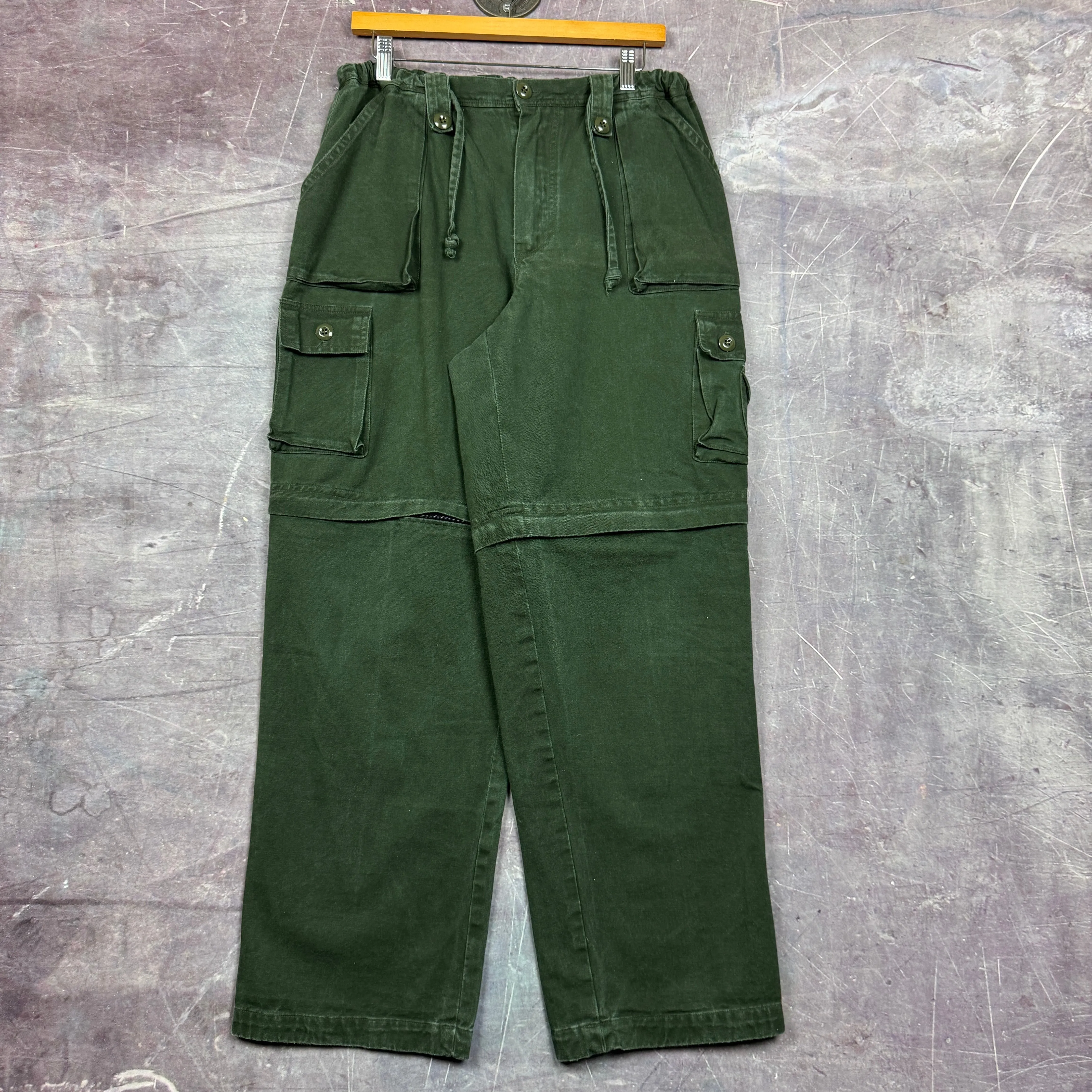 90s Forest Green Oakley Software Zip Off Baggy Cargo Pants 32x31 2254