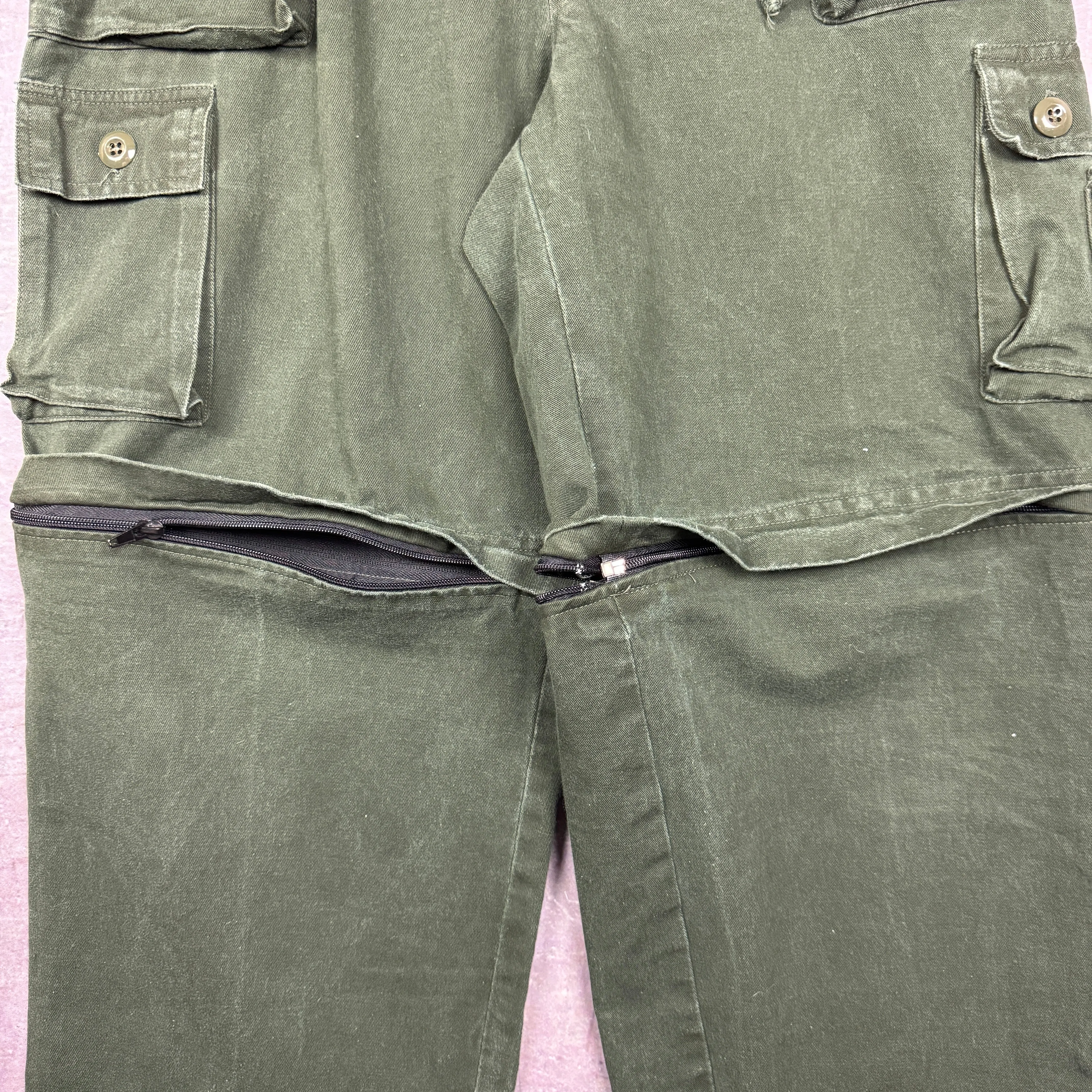 90s Forest Green Oakley Software Zip Off Baggy Cargo Pants 32x31 2254