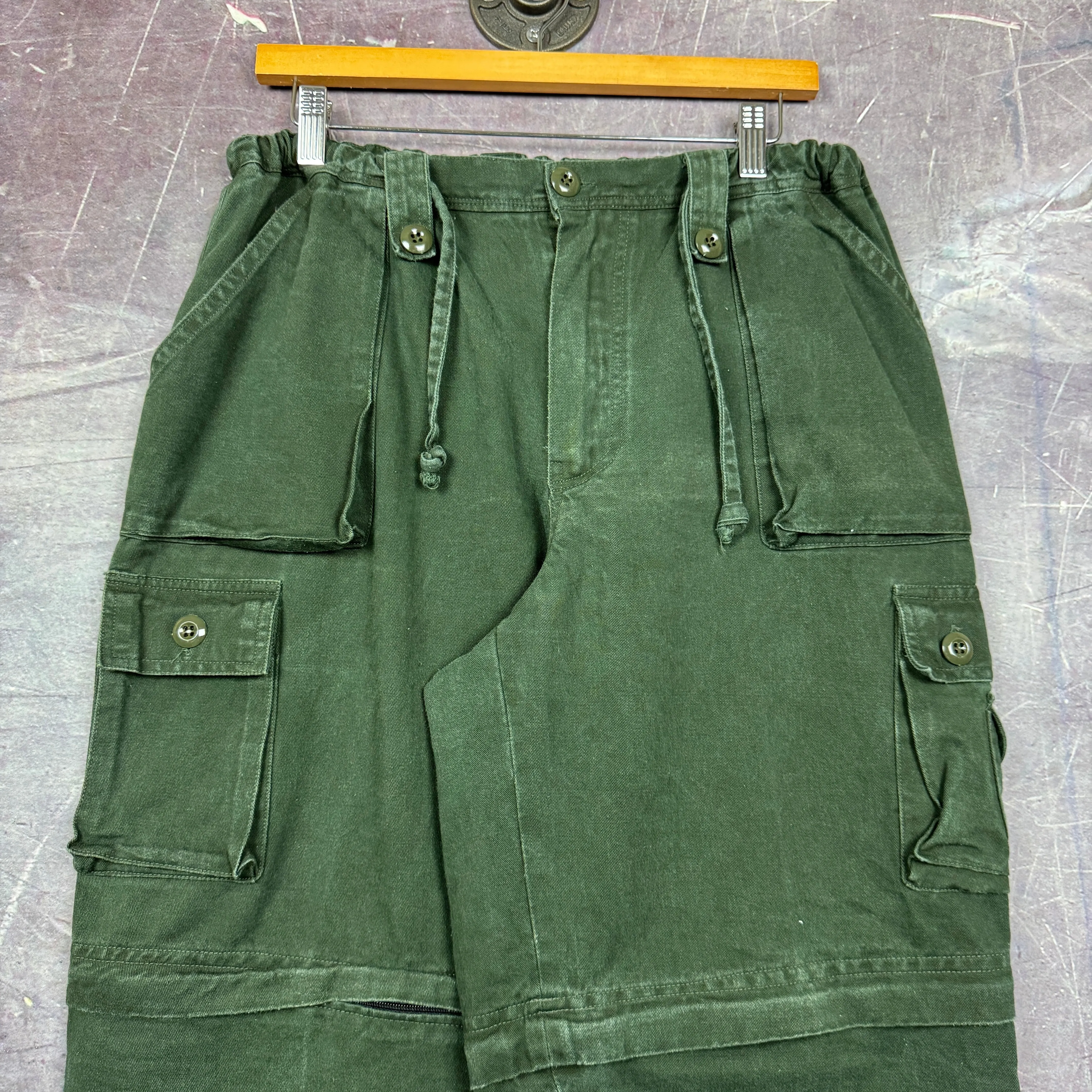 90s Forest Green Oakley Software Zip Off Baggy Cargo Pants 32x31 2254