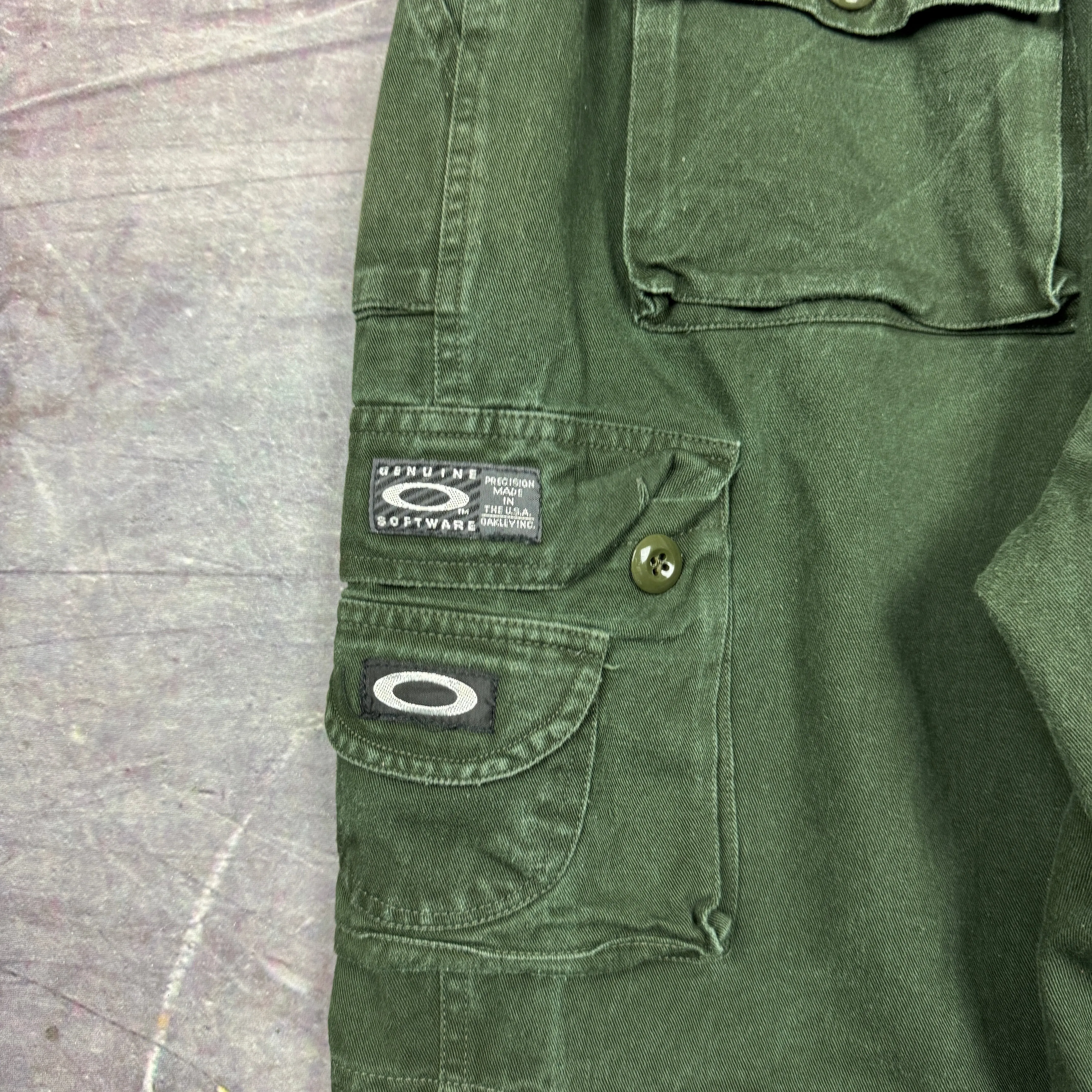 90s Forest Green Oakley Software Zip Off Baggy Cargo Pants 32x31 2254