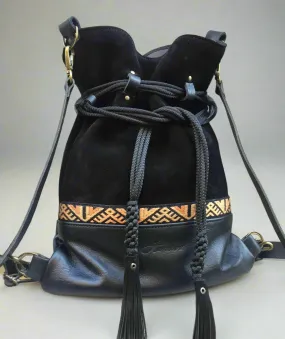 BLACK GEOMETRIC BACKPACK/TOTEBAG
