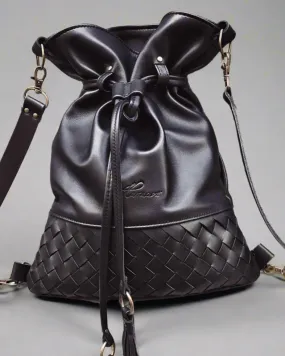 BLACK WOVEN BACKPACK/TOTEBAG