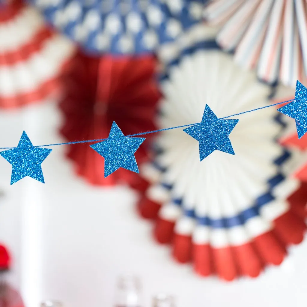 Blue Glitter Star Banner