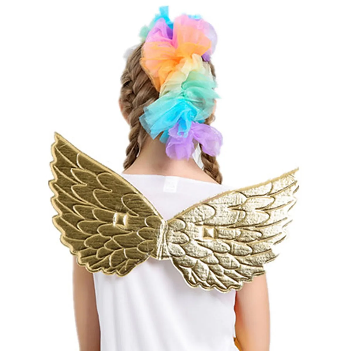 Girls Unicorn Costume Rainbow Dress with Wing Headband for Little Girls 4-5t