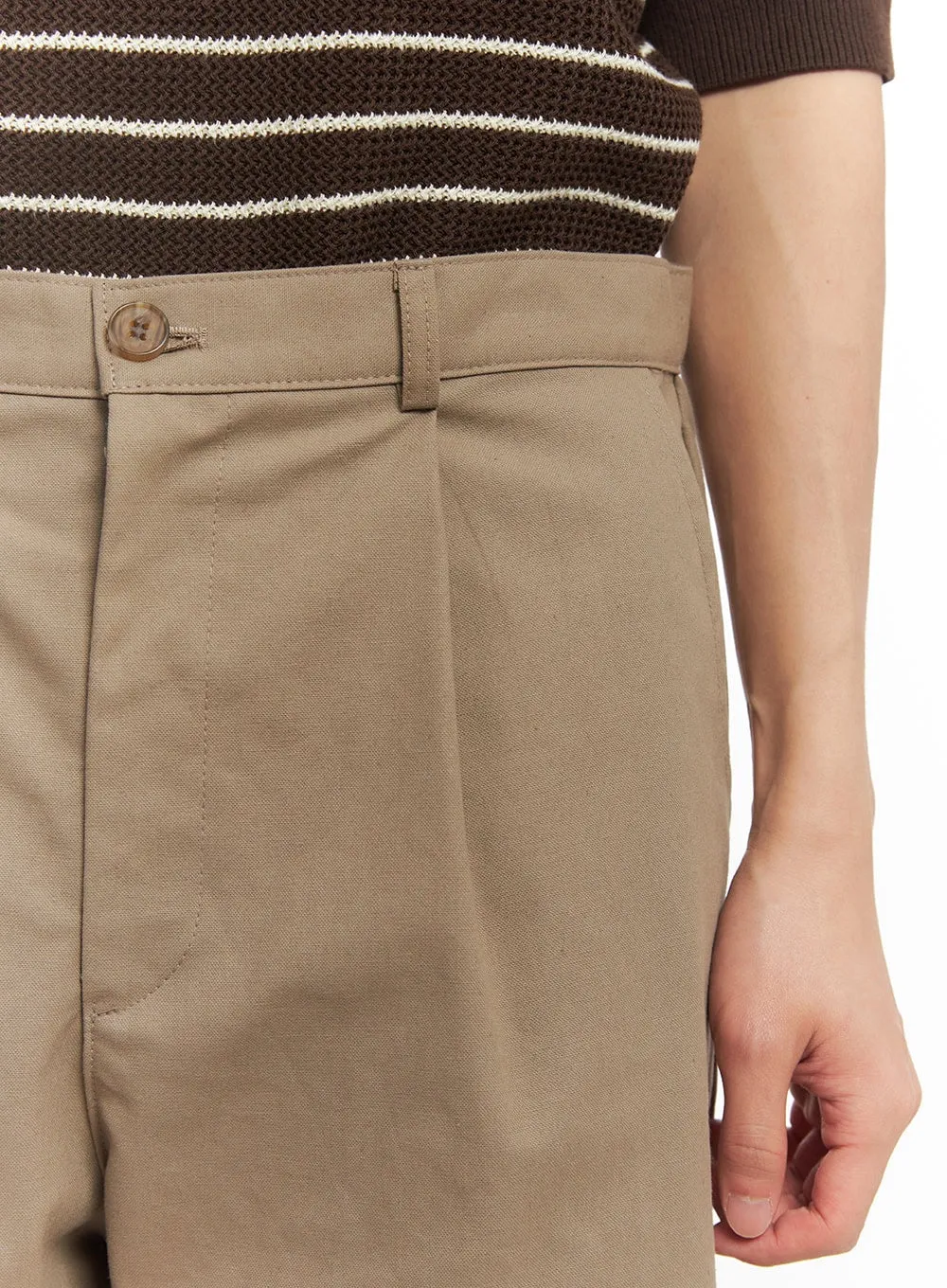 Men's Roll-Up Cotton Shorts (Dark Beige) IA518
