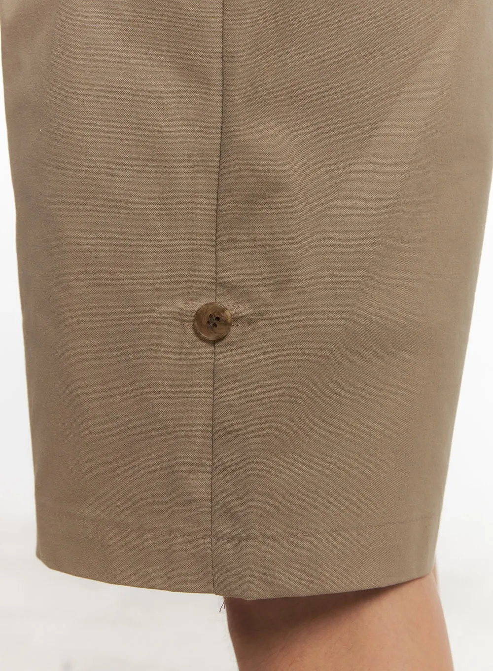 Men's Roll-Up Cotton Shorts (Dark Beige) IA518